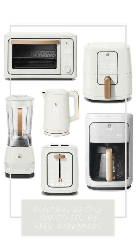 Beautiful Kitchen Appliances by Drew Barrymore - Walmart Finds - #walmartfinds #walmarthome #smartappliance #drewbarrymore #updatedkitchen #kitchenappliancecollection #whitekitchen #farmhouse Appliance Organization, Appliances Organization, Appliance Storage, White Kitchen Appliances, Efficient Kitchen, Desain Pantry, Organizer Kitchen, Appliances Storage, Appliances Design