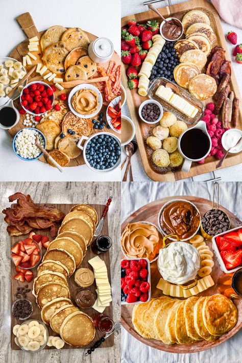 Mini Pancake Charcuterie Board, Pancake Charcuterie Board Ideas, Pancake Board Ideas, Brunch Charcuterie Board Ideas, Pancake Charcuterie Board, Breakfast Charcuterie Board Ideas, Meeting Snacks, Pancake Platter, Brunch Charcuterie Board