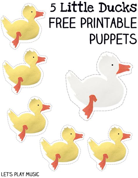 5 Little Ducks Went Swimming One Day Free Printable Puppets Printable Puppets, Xylophone Music, 5 Little Ducks, Five Little Ducks, Counting Songs, Duck Crafts, Flannel Board Stories, Nursery Songs, Felt Board Stories