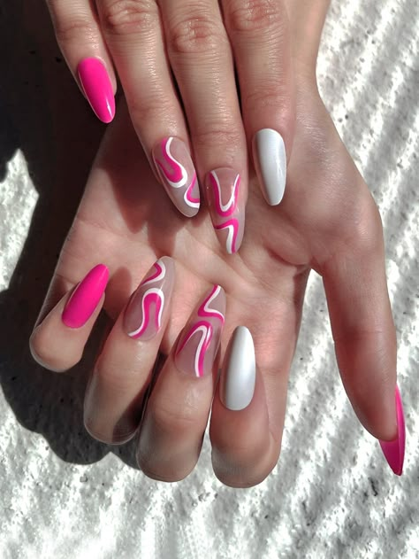 Long Almond, Nagellack Trends, Colorful Nails, Almond Acrylic Nails, White Nail Designs, White Nail, Nails 2023, Fake Nail, Acrylic Nails Coffin Short