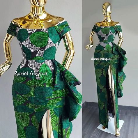 ANKARA CLOTHING || ZURIEL AFRIQUE sur Instagram : Green with envy 😍💚 Shop this Ankara beauty in fabric options. _______________ All enquiries/orders via DM or click link in bio.… Chitenge Outfits, Ankara Outfits, African Chic, Ankara Clothing, Trendy Ankara Styles, African Print Tops, Ankara Dress Styles, African Wear Dresses, African Inspired Clothing