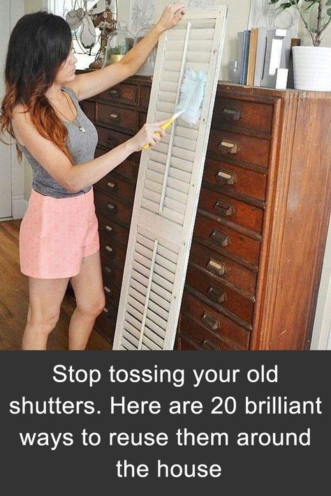 Stop tossing your old shutters. Here are 20 brilliant ways to reuse them around the house Dollar Tree Storage Bins, Shutter Projects, Dollar Tree Storage, Diy Shutters, Old Shutters, Wood Shutters, Shutter Doors, Home Decoration Ideas, Handmade Beauty Products