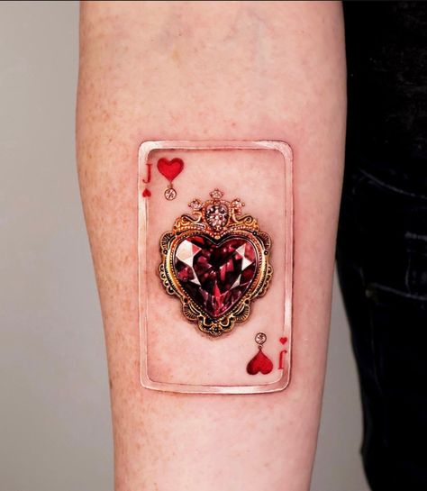 Ruby gemstone jack of hearts tattoo Gemstone Tattoo, Ruby Tattoo, 2023 Tattoo, Gem Tattoo, Jewel Tattoo, Jack Of Hearts, Muster Tattoos, Medusa Tattoo, Tatuaje A Color