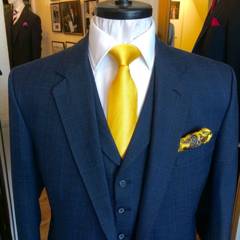 Blue And Yellow Groomsmen Attire, Blue And Yellow Suit, Transitional Season Yellow Unstitched Wedding Suit, Elegant Yellow Suits With Notch Lapel, Navy Suit Yellow Tie, Blue Suit Yellow Tie, Royal Blue Suit Wedding, Kingdom Marriage, Groom Blue Suit