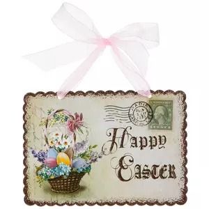 Wall Decor - Decorations - Easter | Hobby Lobby Happy Easter Vintage, Postcard Wall, Easter Display, Easter Vintage, Wall Decor Hobby Lobby, Brown Glitter, Easter Postcards, Warm Decor, Scalloped Border