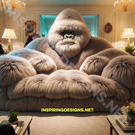 These Gorilla Sofas Bring the Jungle Right into Your Living Room – Inspiring Designs Gorilla Couch, Big Couches, Weird Beds, Big Couch, Weird Furniture, Amazing Bedroom Designs, Large Hallway, Theater Design, Unique Furniture Design