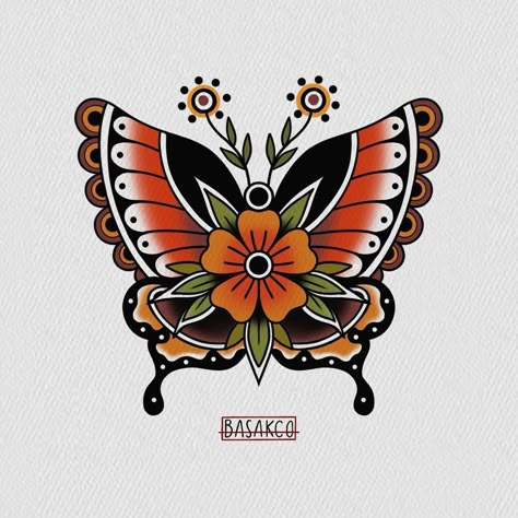 Butterfly Tattoo Traditional, Traditional Butterfly Tattoo, Traditional Butterfly, Wrist Tattoo Designs, Traditional Tattoo Flowers, Tattoo Flowers, Tattoo Traditional, Traditional Tattoo Design, Wrist Tattoo