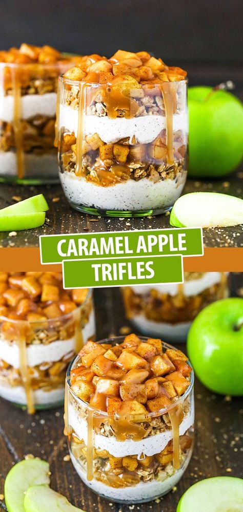 Caramel Apple Dessert Recipes, Caramel Apple Dessert, Caramel Apple Trifle, Trifle Recipes Easy, Caramel Apple Desserts, حلويات عربية, Caramel Apples Easy, Mason Jar Desserts, Apple Desserts Easy