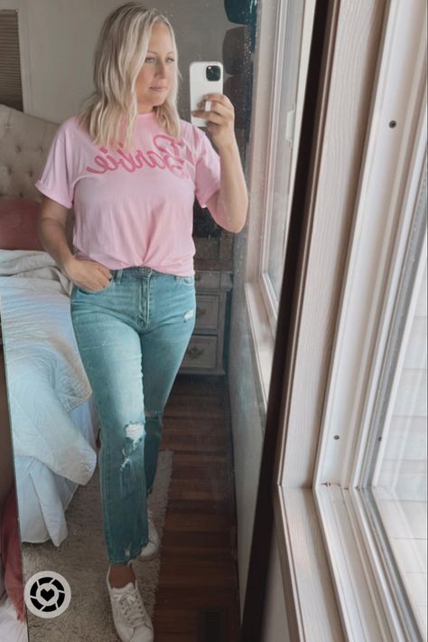 Wore this cute and casual outfit to the lumber yard to meet with a client today! Love a tee with some sneakers and accessories to dress it up. Follow my shop @clairemayerdesign on the @shop.LTK app to shop this post and get my exclusive app-only content! #liketkit #LTKshoecrush #LTKstyletip #LTKbeauty @shop.ltk https://liketk.it/3OgZb Barbie Style Outfits, Lumber Yard, Barbie Logo, Barbie Style, Style Outfits, Logo T Shirt, Barbie Fashion, Lumber, Casual Outfit