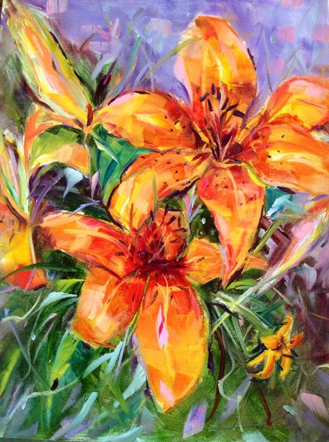 Tiger Lilies-12x16 donated Tiger Lily Painting Acrylics, Tiger Lily Painting, Room Pics, Tiger Lilies, Lily Painting, Gcse Art, A Level Art, Ethereal Art, Tiger Lily