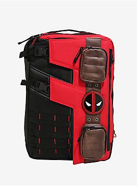 Marvel Deadpool Convertible Backpack | Hot Topic Deadpool Backpack, Marvel Fashion, Deadpool Logo, Fandom Fashion, Me And Bae, Tactical Bag, Red Bag, Marvel Deadpool, Convertible Backpack