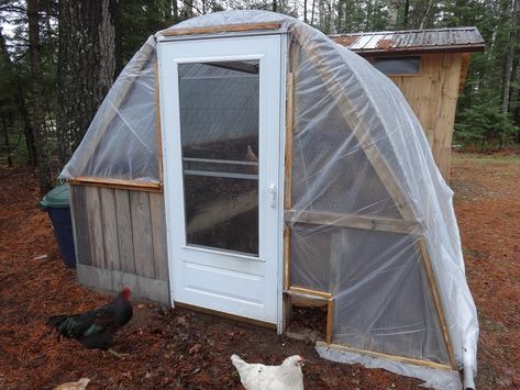 Chicken Run Greenhouse, Chicken Coop Winter, Greenhouse Panels, Snow Fence, Chickens In The Winter, Winter Greenhouse, Chicken Tractors, Chicken Run, Farm Living