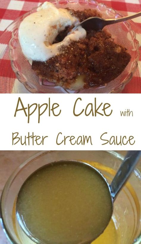 Cake And Pudding Recipes, Good Food To Make, Butter Cream Sauce, Moist Apple Cake, Apple Dishes, Fresh Apple Cake, Brown Butter Sauce, Vanilla Sauce, Sweet Butter