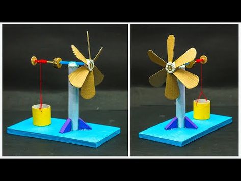 Kids Science Projects For School, Useful Science Projects, Since Fair Projects, Working Projects Of Science, Since Projects For School, Wind Turbine Craft, Wind Turbine Project For School, Science Diy Projects, Science Craft Ideas