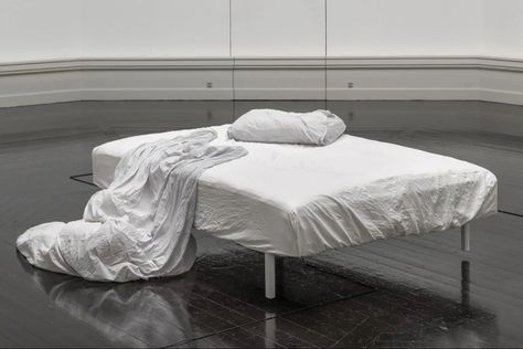 Unmade Bed, Wooden Pavilion, Schrödinger's Cat, Thought Experiment, Pavilion Design, Artist Collective, White Sheets, Make Art, Contemporary Art