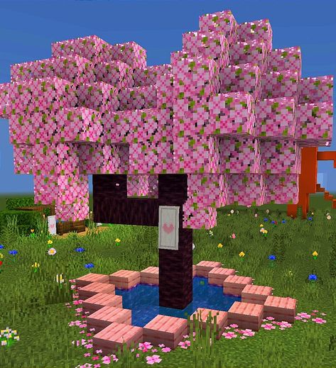 Minecraft Sakura Tree, Pink Sakura, Sakura Tree, Game Start, Cute Pink, Light Up, Minecraft, Light Pink, Pink