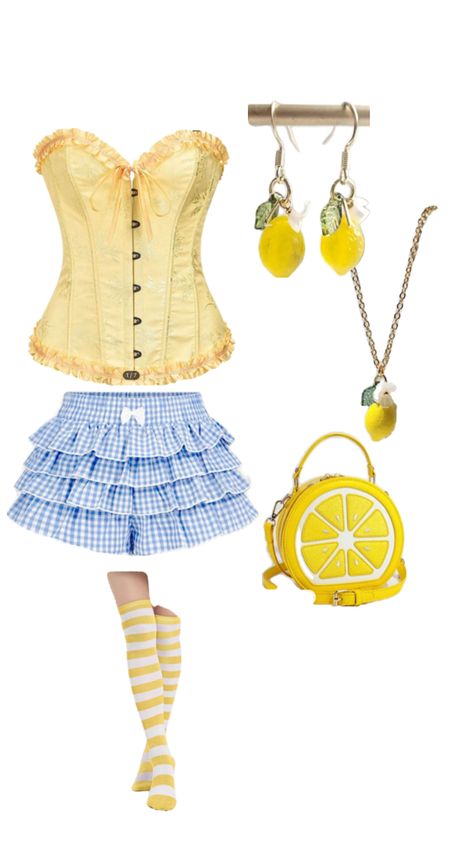 Lemon Meringue Pie Strawberry Shortcake, Baddie Solo Halloween Costumes, Yellow Corset Halloween Costume, Lemon Drop Costume, Lemon Marange Costume, Lemon Halloween Costume, Lemon Meringue Costume, Lemon Costume, Lemon Meringue Strawberry Shortcake