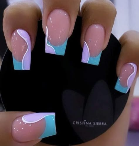 Summer Nails 2023, Nagellack Trends, Milky Nails, Manicure Nail Designs, Fancy Nails Designs, Work Nails, Dope Nail Designs, Short Square Acrylic Nails, Blue Nail