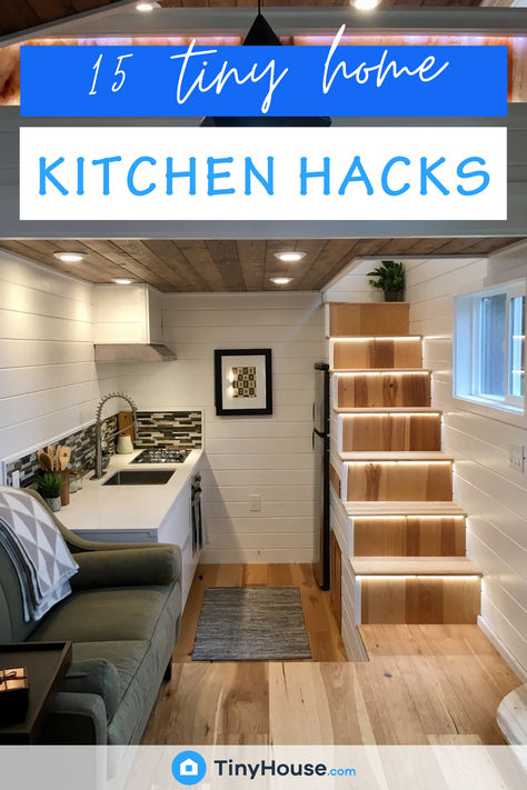 Just as a chef deftly crafts a gourmet meal from a handful of simple ingredients, you too can transform your compact kitchen into a space of efficiency and style. Let's consider the following kitchen hacks designed specifically for tiny homes. With tips ranging from inventive storage solutions to clever use of vertical spaces, these ideas will equip you to make the most of every nook and cranny. Tiny Home Storage, Tiny House Kitchen Layout, Tiny Home Kitchen, Space Saving Ideas For Home, Shed Tiny Home, Tiny House Storage, Tiny House Inspiration, Tiny House Kitchen, Compact Kitchen