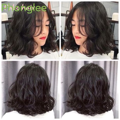 Digital Perm Shoulder Length, Asian Perm Women Short Hair, Digital Perm Short Hair Shoulder Length, Korean Digital Perm Short Hair, Wavy Perm Short Hair, Korean Perm Short Hair, Digital Perm Short Hair, Permed Hair Medium Length, Medium Permed Hairstyles