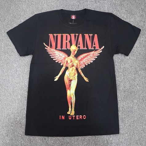 Vintage Nirvana Shirt, Nirvana In Utero Shirt, 90s Band Shirts, Araki Hirohiko, Loser Core, Nirvana T Shirt, Punk Rock Shirts, Nirvana In Utero, Vintage Nirvana