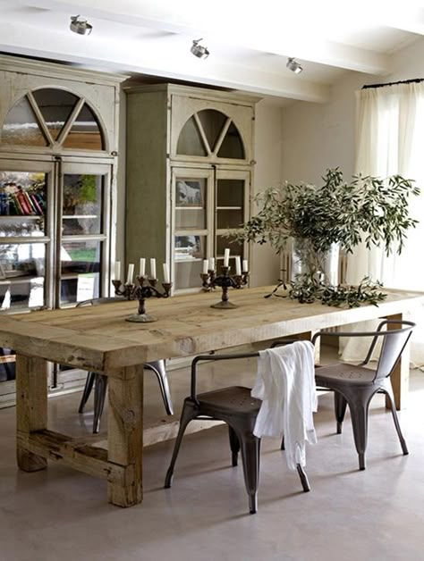 Natural wood dining room table