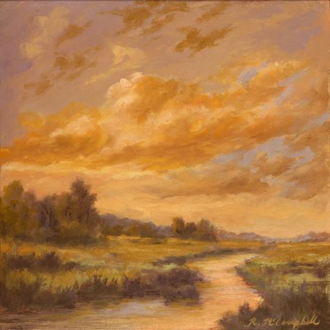 I love to capture a mood that is inspired by light. Light Academia Art Painting, Light Academia Aesthetic Painting, Soft Acedima Aesthetic, Soft Painting Ideas, Fall Sky Painting, Classical Painting Wallpaper, Fall Oil Paintings, Yellow Aesthetic Painting, Light Acedima Aesthetic