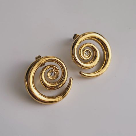 Just in - Spiral Earrings 🌀 Handmade Spiral Gold Earrings, Elegant Spiral Gold Plated Earrings, 14k Gold Spiral Earrings, Gold Plated Spiral Earrings, Gold Spiral Hoop Earrings Nickel-free, Silver Gold Earrings, Jewellery Pouch, Spiral Earrings, Earrings Stud