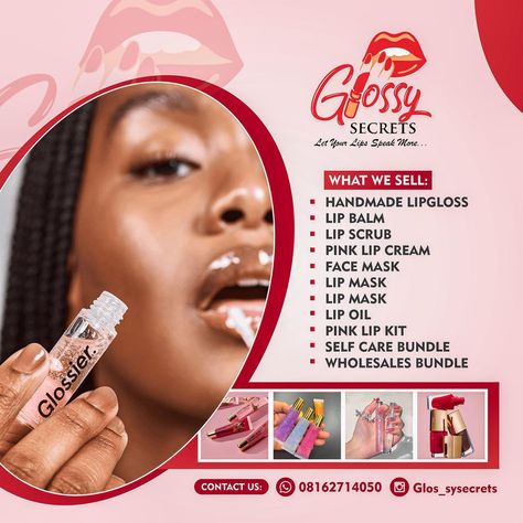 Glossy Secrets Flyer design 👄💄✨✅….. . . . Need a creative branding or visuals that will attract your target audience ? Send a DM Now to get started #flyer #flyerdesign #flier #cakedesign #design #graphicsdesigner #lipgloss #lips #lipart #creative #speedprocess #flyerdesign #flyer #brandidentity #bts #creativeprocess #socialmediamarketing #visualidentity #creativeads Blue Lip Gloss, Free Menu Templates, Fireworks Photography, Design Hacks, Flyers Design, Lipgloss Lips, Blue Lips, Food Menu Design, Flyer Design Inspiration