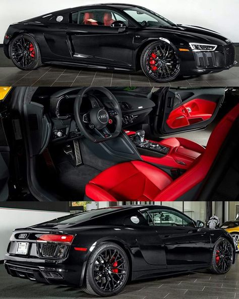 Black And Red Car, Black Mercedes Benz With Red Interior, Black Car Red Interior, Matte Black Audi R8 Red Interior, Audi R8 Black, Audi R8 Interior, Audi R8 Red Interior, Red Audi, Tmax Yamaha