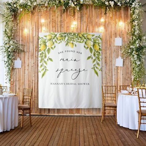 $69.60 | Yellow Lemon Main Squeeze Bridal Shower Backdrop | Bridal Shower Tapestries | yellow lemon themed, sorrento themed, mediteranean, yellow and green, citrus, amalfi coast bridal shower, bridal shower backdrop, party summer backdrop, bridal brunch backdrop, she found her main squeeze Brunch Backdrop, Lemon Backdrop, E Invitations, Summer Backdrop, Gorgeous Calligraphy, Bridal Shower Backdrop, Amalfi Coast Wedding, Shower Backdrop, Shower Collection