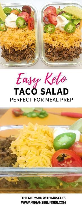 Meal Prep Ground Beef, Easy Keto Meal Prep, Low Carb Taco Salad, Pancakes Low Carb, Salad Taco, Keto Ground Beef, Ground Beef Taco, Keto Taco Salad, Taco Toppings