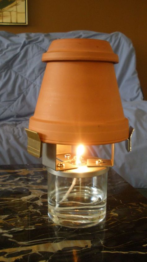 Ceramic Oil Heater--another version of the "Candle-Lamp" Candle Heater, Diy Heater, Oil Heater, Emergency Preparation, Ceramic Heater, Tanah Liat, Day Day, Homestead Survival, Emergency Prepping