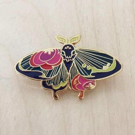 Floral Moth Indigo Enamel Pin Jacket Pins, Butterfly Pin, Pretty Pins, Patches And Pins, Enamel Pin Badge, Pins And Patches, Bugs And Insects, Cool Pins, Hard Enamel Pin