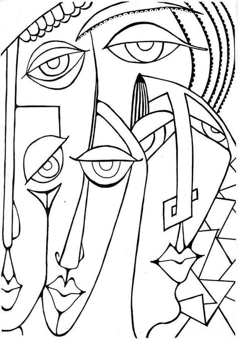 Picasso Coloring Pages, Cubist Art, Cubism Art, Abstract Face Art, Picasso Art, Abstract Face, 수채화 그림, Art Pop, Line Art Drawings