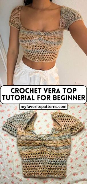 Learn how to create a stylish and comfortable crochet Vera top with our step-by-step tutorial for beginners. Discover basic crochet stitches, material Crochet Top Outfit, Mode Crochet, Crochet Tops Free Patterns, Crochet Clothing And Accessories, Crochet Design Pattern, Crochet Summer Tops, Beginner Crochet Projects, Sopot, Crochet Fashion Patterns