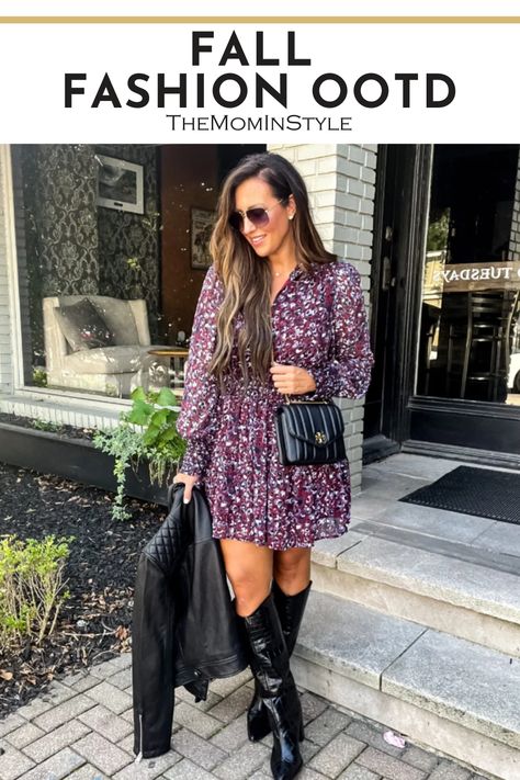 Fancy Dress With Cowboy Boots, Fall Dresses With Boots, Easy Fall Outfits, Dresses With Cowboy Boots, Fancy Casual, Fall Floral Dress, First Day Of Fall, Simple Fall Outfits, Flowing Dress