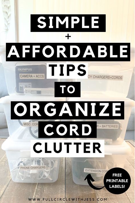 Organizing Cords, Organize Cords, Gift Bag Organization, Make Your Own Labels, Hacks For Home, Ideas For Organizing, Love Label, Labels Printables Free, Clutter Organization