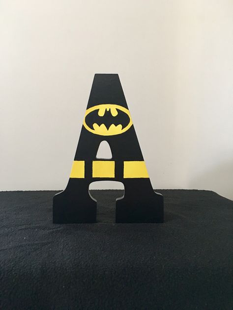 I Hand paint wooden letters! Any Letter..Any theme! Let me know 😊 Batman Diy Gifts Boyfriends, Batman Letters Alphabet, Batman Handmade Gifts, Painting Batman On Canvas, Wooden Letter Painting Ideas, Spiderman Wooden Letters, Batman Crafts, Batman Party Decorations, Batman Sign