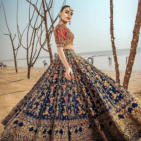 Shree Designer Saree on Instagram: “Jaw Dropping Designs !! 😍 Pure Bridal Collection For All The Queens In Town | Handmade Designs From India | Shop Now ✨ Call / Whatsapp :…” Royal Blue Lehenga, Pakistani Bridal Lehenga, Pakistani Lehenga, Lehenga Dress, Bridal Lehenga Collection, Blue Lehenga, Bridal Outfit, Indian Bridal Dress, Lehenga Collection