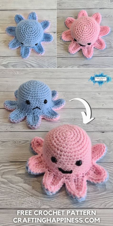 Crochet Amigurumi Free Patterns Octopus, Cute Octopus Crochet Pattern Free, Crochet Pattern Octopus Free, Crochet No Sew Free Pattern, How To Crochet A Octopus Step By Step, Diy Crochet Projects Step By Step, Crochet Octopus Free Pattern No Sew, Octopus Pattern Crochet, Free Crochet Octopus