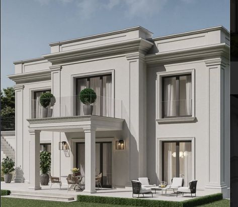 New Clasic Houses, Neo Classic Villa Exterior, Modern Neoclassical Architecture, Clasic Houses, Neo Classic Villa, Classic Villa Exterior, Neoclassical Villa, House Structure Design, Neoclassical House