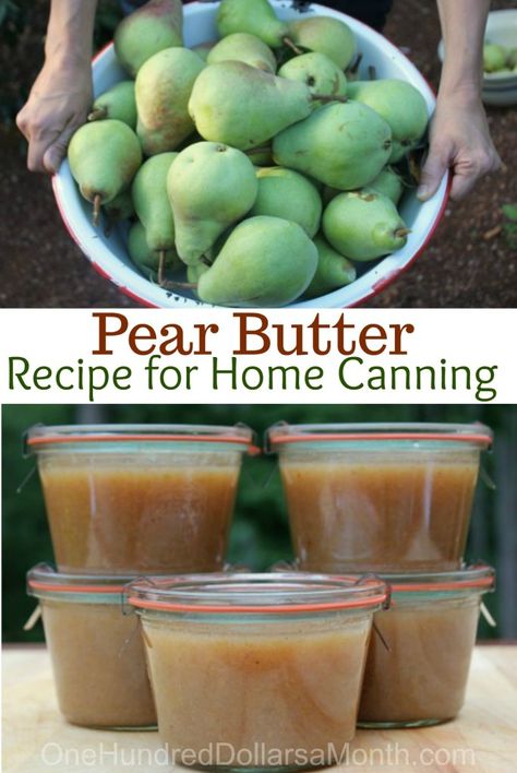 Pear Butter Recipe, Canning Pears, Easy Canning, Pear Butter, Canning 101, Canning Jam, Pear Recipes, Jam And Jelly, Jelly Recipes