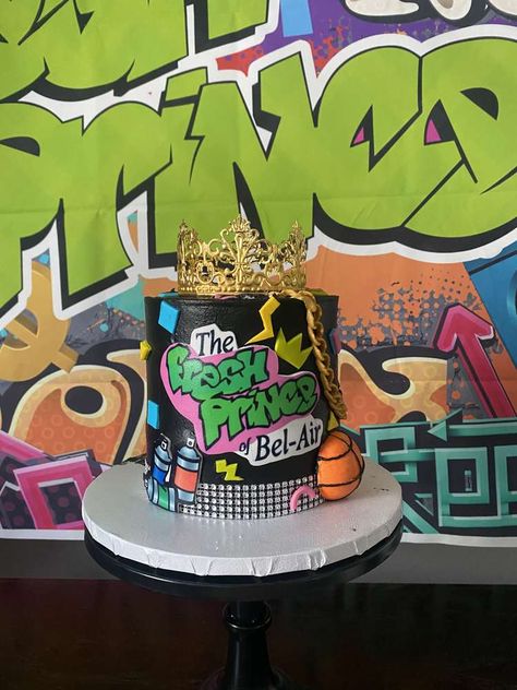 Fresh Prince One Birthday Party, Fresh Prince Of Bel Air Cake, Fresh Prince Of Bel Air Party Theme, Fresh Prince Birthday Party, Prince Party Theme, Fresh Prince Theme, Prince Birthday Party, Prince Party, Prince Birthday