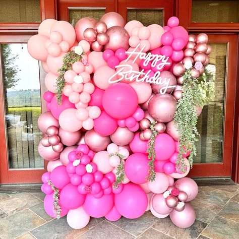 Happiest Birthday to Heather! 💐 What a fabulous way to celebrate a special Birthday, with a floral and chrome balloon wall! #itsyourday #balloonwall #balloongarland #customballoons #chromeballoons #pinkballoons #birthdayballoons #reddingca #50thbirthday #birthdaygirl Pink Shimmer Wall With Balloons, Shimmer Wall With Balloons, Pink Shimmer Wall, Happiest Birthday, Shimmer Wall, Custom Balloons, Balloon Wall, Pink Balloons, Special Birthday