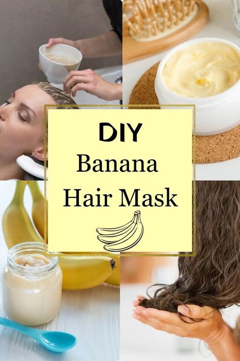 Banana Hair Mask - Vegan Focus Banana Hair Mask For Frizzy Hair, Banana Mask For Hair, Banana Mask, Banana Hair Mask, Diy Hair Masks, Coconut Oil Hair Mask, Mole Removal, Banana For Hair, Hair Masks