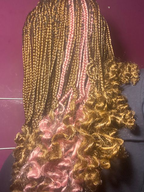 Pink And Green Braids, Ginger And Pink Braids, Curled Hair With Braid, Brown And Pink Hair, Braids For Black Women, Box Braids Hairstyles For Black Women, Teen Hairstyles, Braids Hairstyles Pictures, Natural Hair Braids