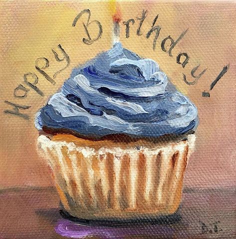 Happy Birthday Painting Canvases, Happy Birthday Style, Happy Birthday Painting, Cupcake Painting, Birthday Canvas, Happy Birthday Cupcake, Birthday Style, Birthday Painting, Cake Drawing