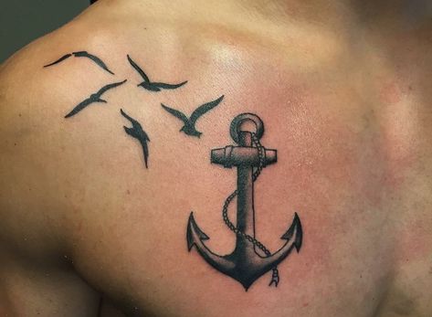 Anchor Tattoo For Men, Small Tattoos With Meaning Quotes, Seagull Tattoo, Unique Tattoos For Men, Anchor Tattoo Design, Anker Tattoo, Realistic Tattoo Sleeve, Bluefin Tuna, Armband Tattoo Design