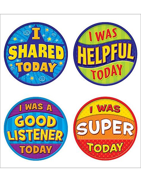 Good Behavior Wear'Em Badges | Motivational sticker, Reward stickers, Emotions preschool Caught Being Good, Helper Chart, Free Classroom Printables, Classroom Awards, Emotions Preschool, Behavior Rewards, Teacher Classroom Decorations, Brag Tags, Kindergarten Coloring Pages